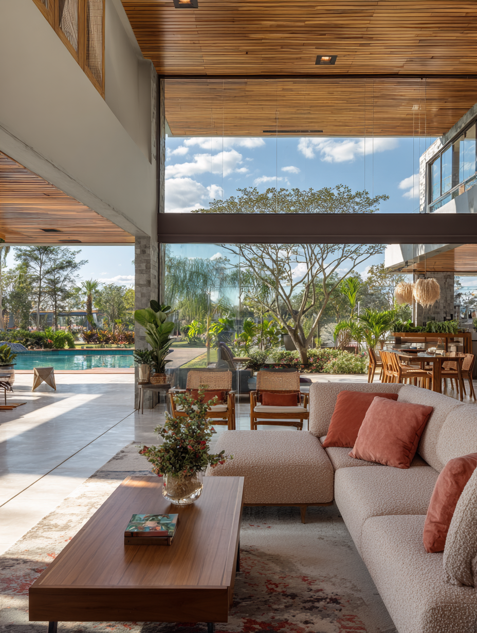 Fachada com integração paisagística